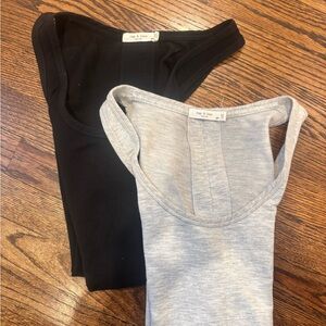 rag & bone Black and Light Gray Cotton Bandeau Tanks